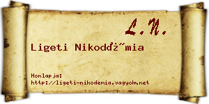 Ligeti Nikodémia névjegykártya